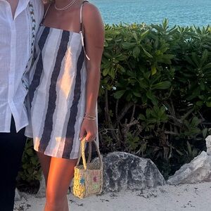 Triple Threads Navy Striped Mini Dress!